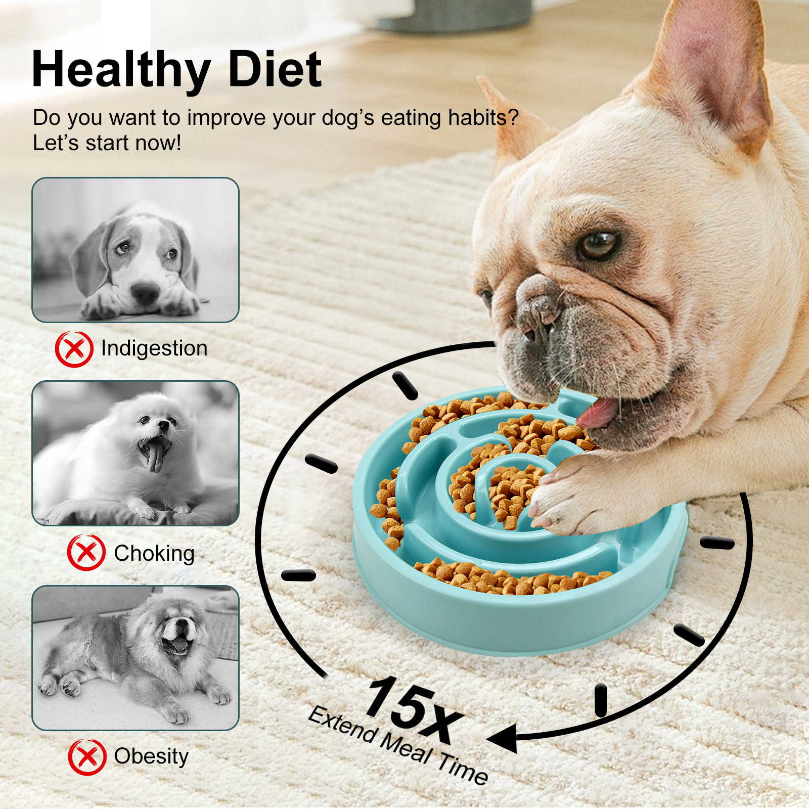 Pet Slow Food Bowl - Non slip  - огляд і ціна Slow Feeder Dog Bowl