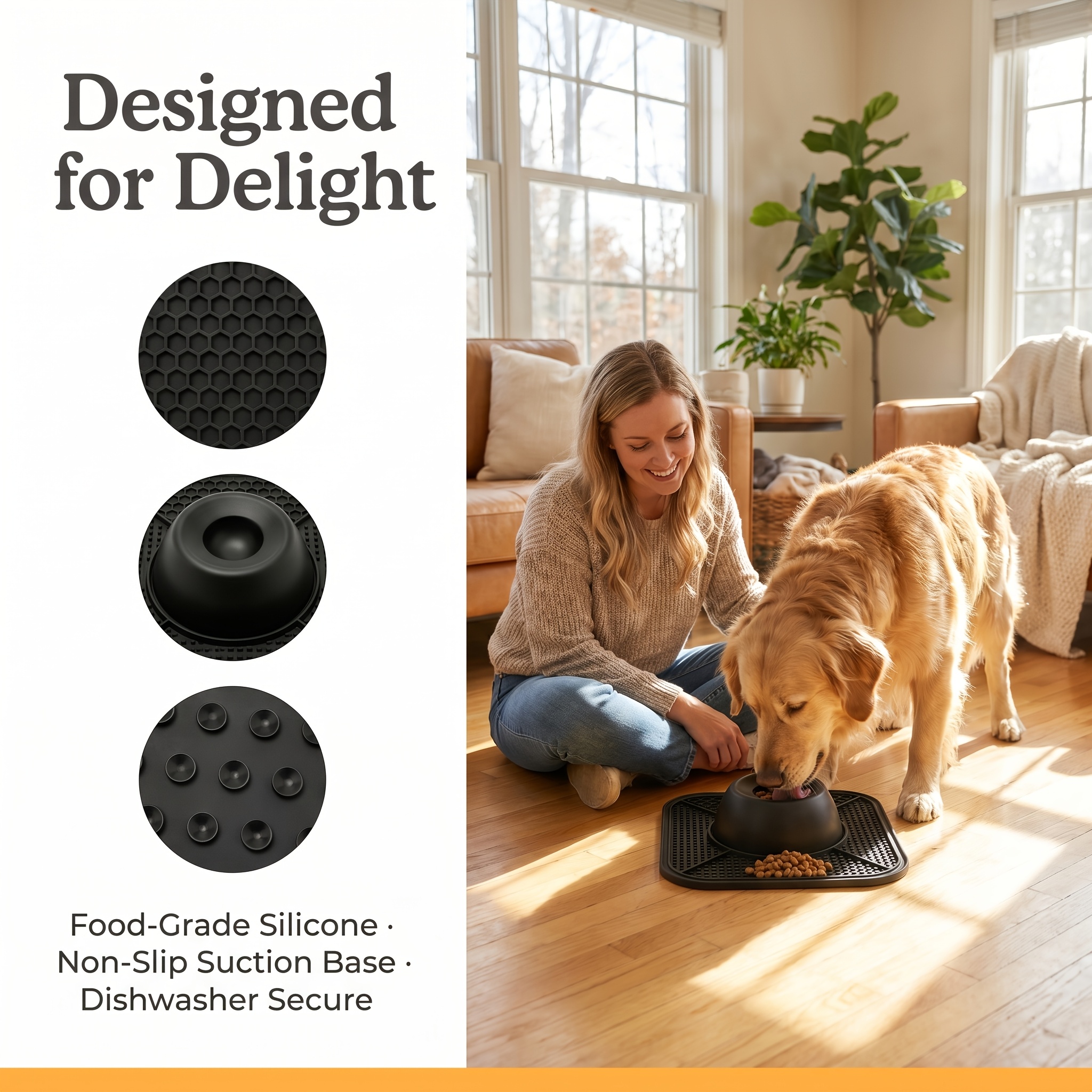 Non-Slip Dog Lick Mat With Slo - огляд і ціна Slow Feeder Dog Bowl
